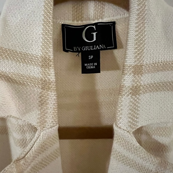 G Giuliana Jacquard Sweater Knit Duster Cardigan Ivory Plaid PS like new - Picture 2 of 6